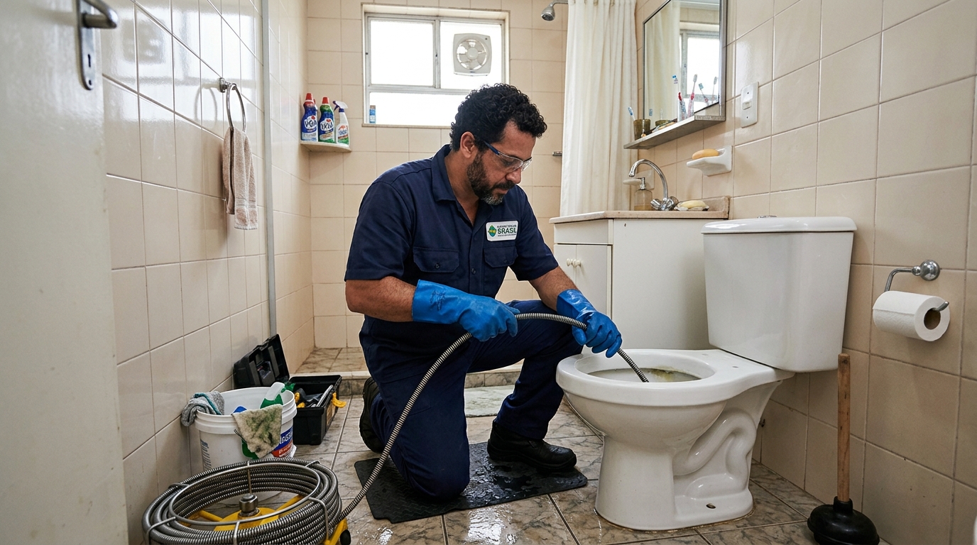 Desentupimento de vaso com equipamento em Piracicaba-SP